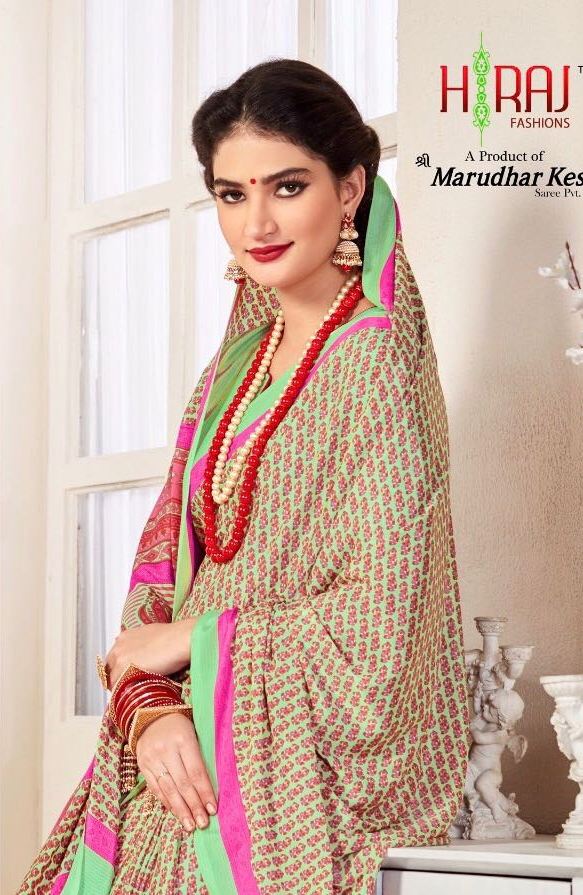 Hraj Fashion By Crape Prints Casual Wear Sarees Collection Wholesale Online Price Seller Surat
