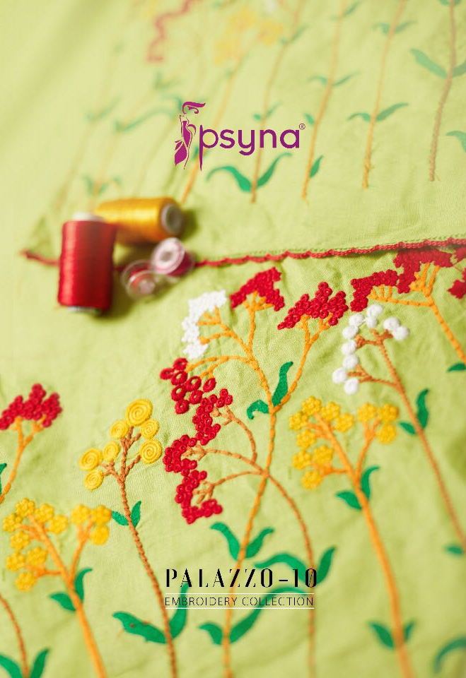 Psyna Plazzo 10 Cotton Linen Embroidered Plazzo Collection Wholesale Supplier Surat