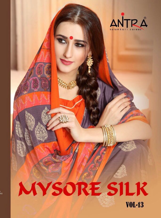 Antra Lifestyle Mysore Silk Vol 13 Kasturi Crape Prints Saress Wholesale Supplier