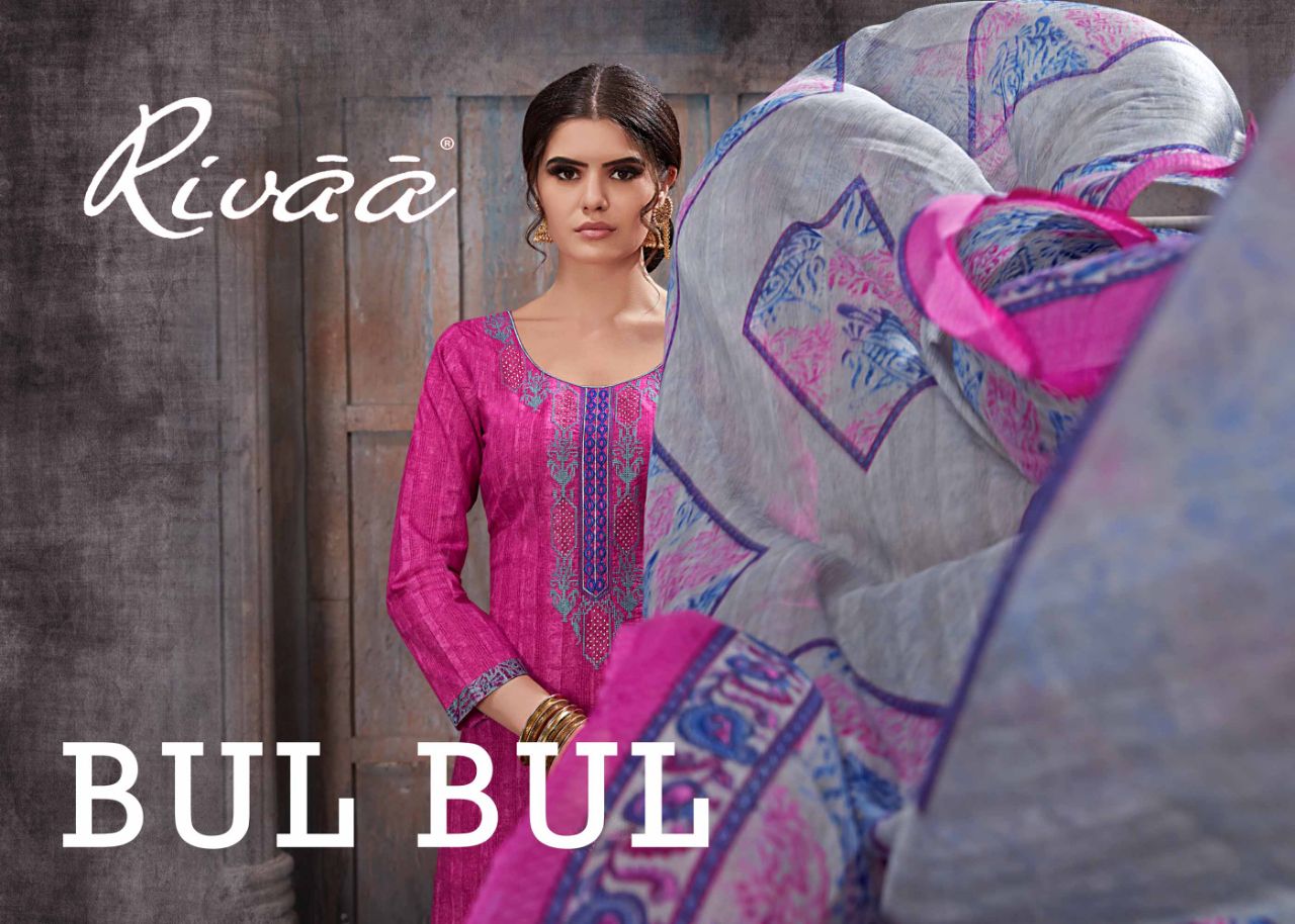Rivaa Exports Bul Bul. Catalog Pure Cotton Embroidered Suits Collection Wholesale Dealer
