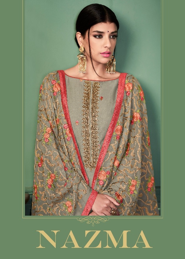 Utsav Suits Nazma Pure Jam Silk Embroidery Catalog Wholesale Distributor By Pratham Exports