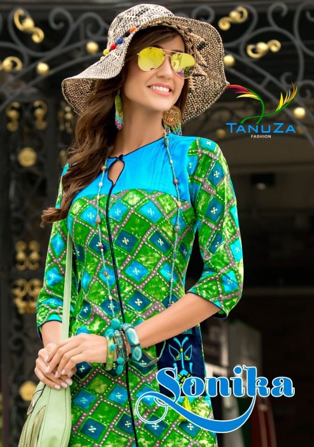 Tanuza Fashion Sonika Rayon Printed Kurti Wholesale Manufacturer Supplier At Surat