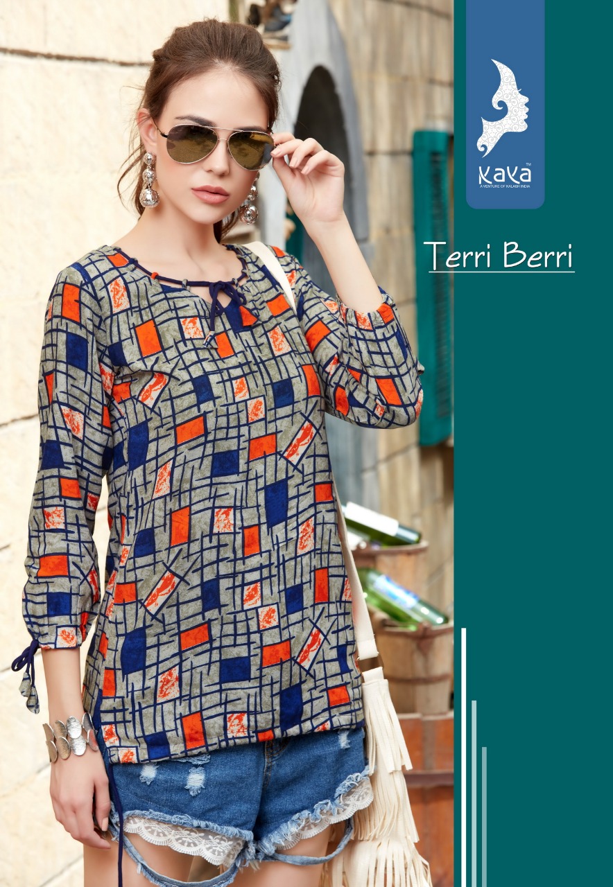 Kaya Terri Berri Heavy Rayon Prints Short Tops Collection Wholesale Rate Supplier