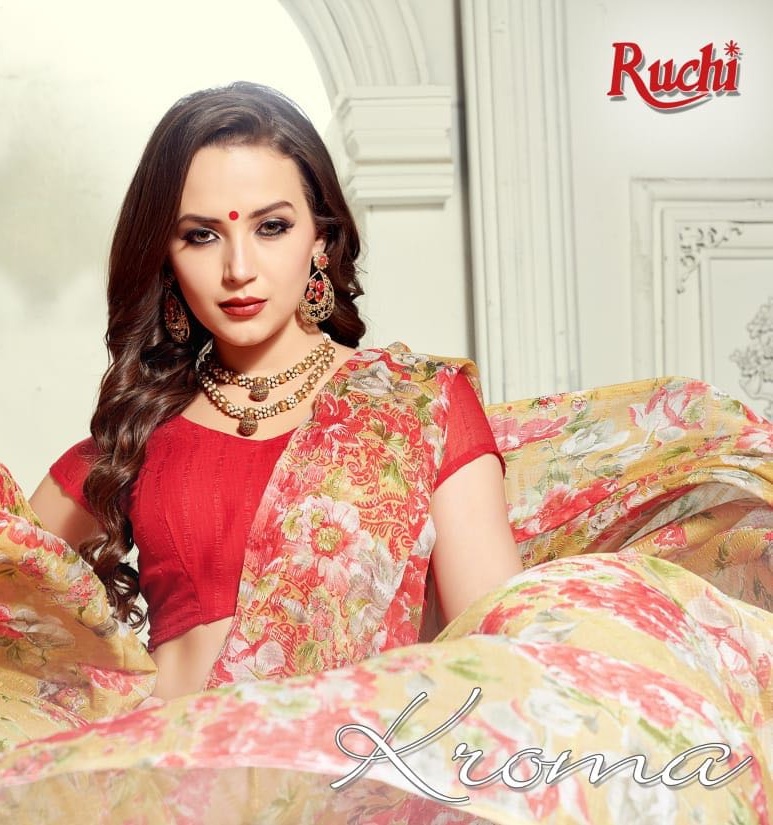 Ruchi Kroma Printed Sarees Catalog Wholesale Delear Manufacturer Cheapest Online Rate Surat