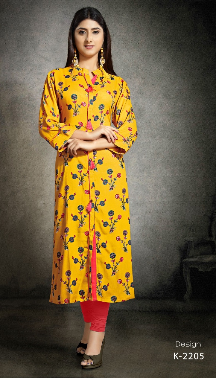 Parvati Fabrics Launch Designer Wear Rayon Kurtos Collection Wholesale Rate Surat