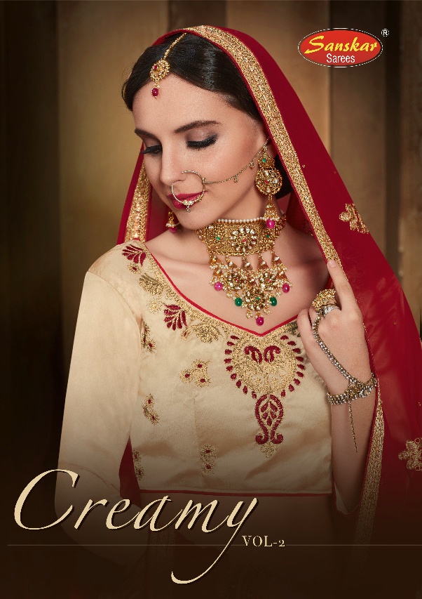 Sanskar Style Creamy Vol 1 Wholesale Party Wear Lehenga Collection Best Rate Seller From Surat