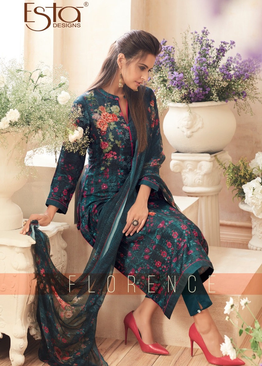 Esta Design Launch Florence Catalog Pure Pashmina Designer Suits Seller