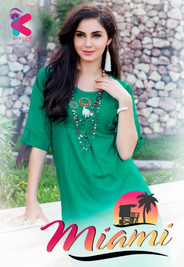 Kersom Launch Miami Catalog Rayon Kurtis With Pant Set Wholesale Rate