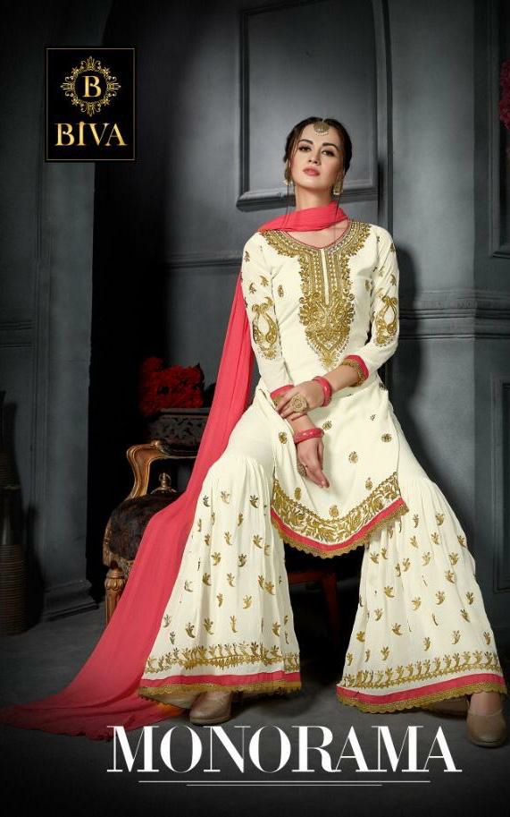 Biva Presents Manorama Catalog Wholesale Heavy Embroidery Suits Collection