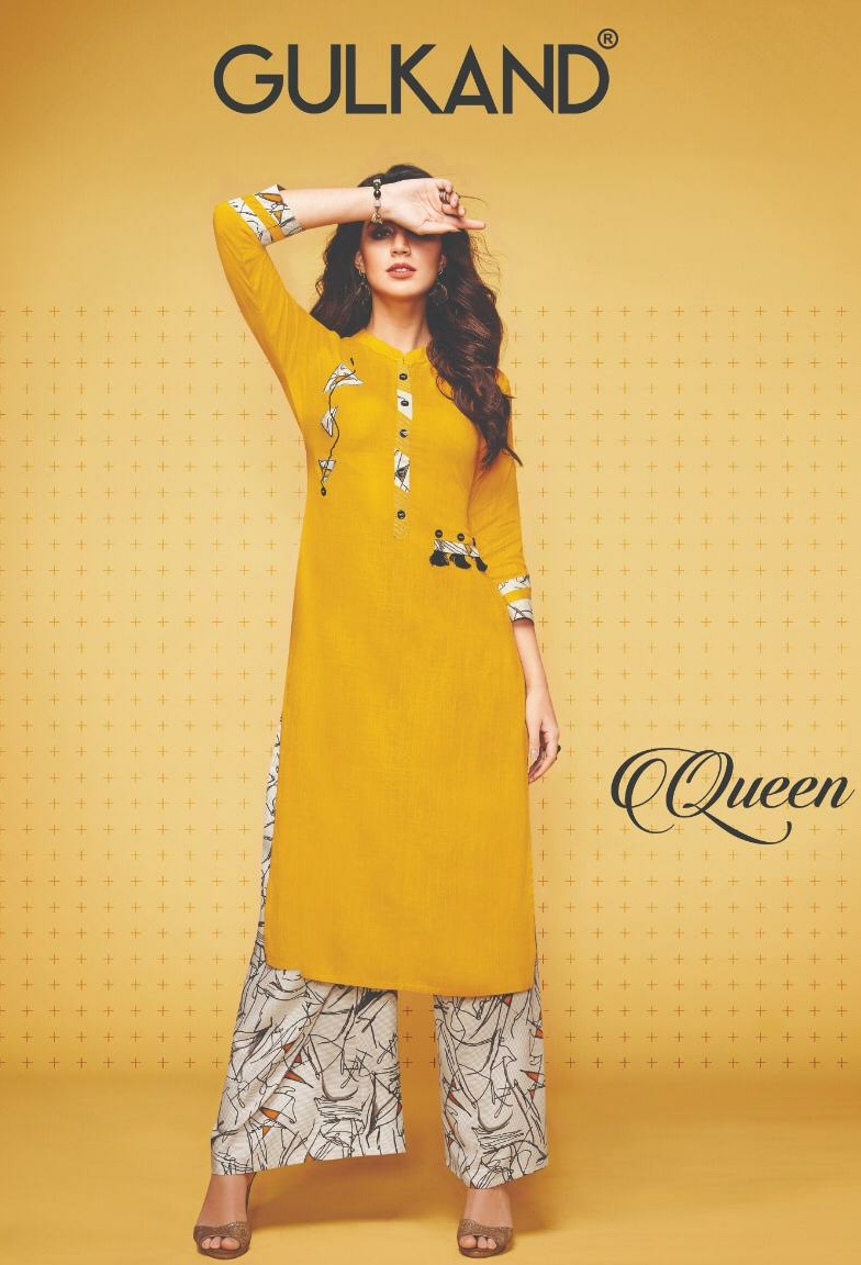 Gulkand Designer Launch Queen Catalog Wholesale Rayon Kurtis With Plazo Set Buy Online Wholesale Rate