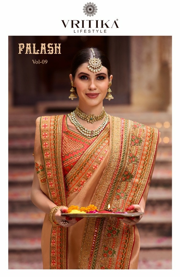 Vritika Lifestyle Palash Vol 9 Exclusive Festive Collection Heavy Embroidery Sarees Wholesale Rate