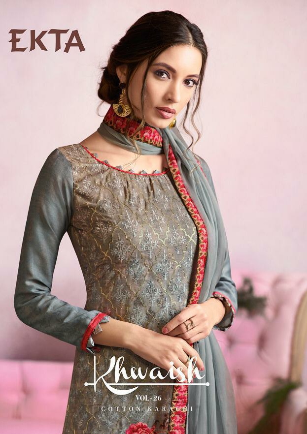 Ekta Khwaish Vol 26  Cotton Karachi Punjabi Dress Material Wholesale Rate Surat