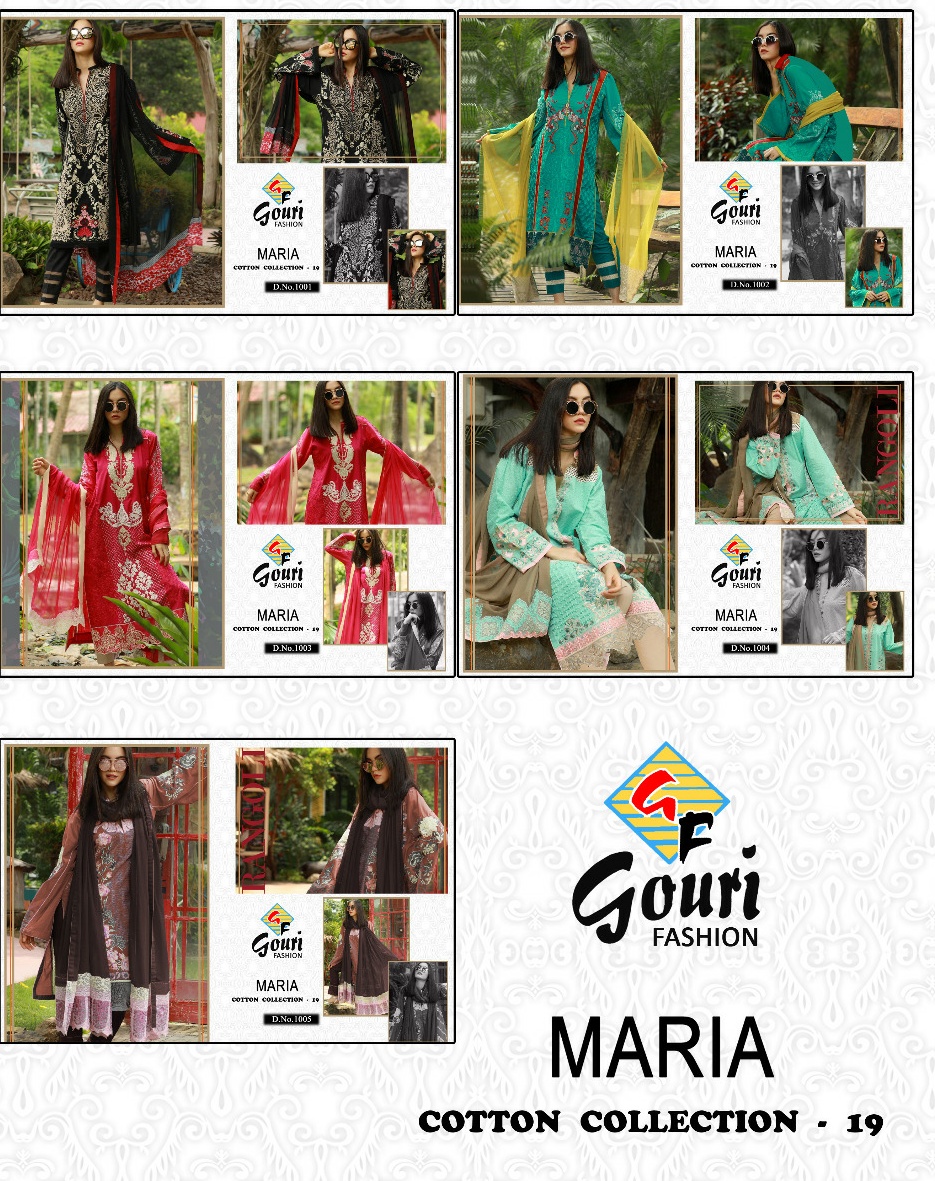 Gouri Fashion Maria Cotton Collection 19 Exclusive Pakistani Suits Collection Wholesale Rate