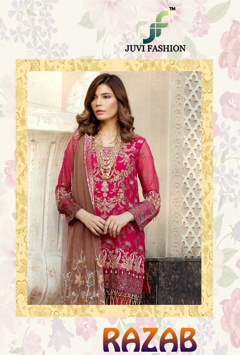 Juvi Razab Catalog Wholesale Georgette Embroidery Fancy Pakistani Suits Wholesale Rate