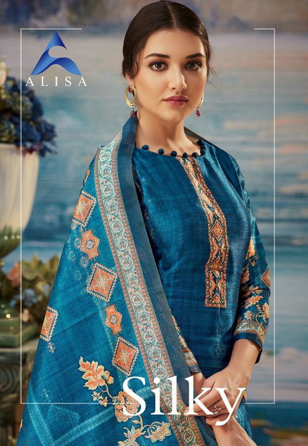 Alissa Silky Catalog Designer Silk Fancy Embroidery Designer Collection Wholesale Rate