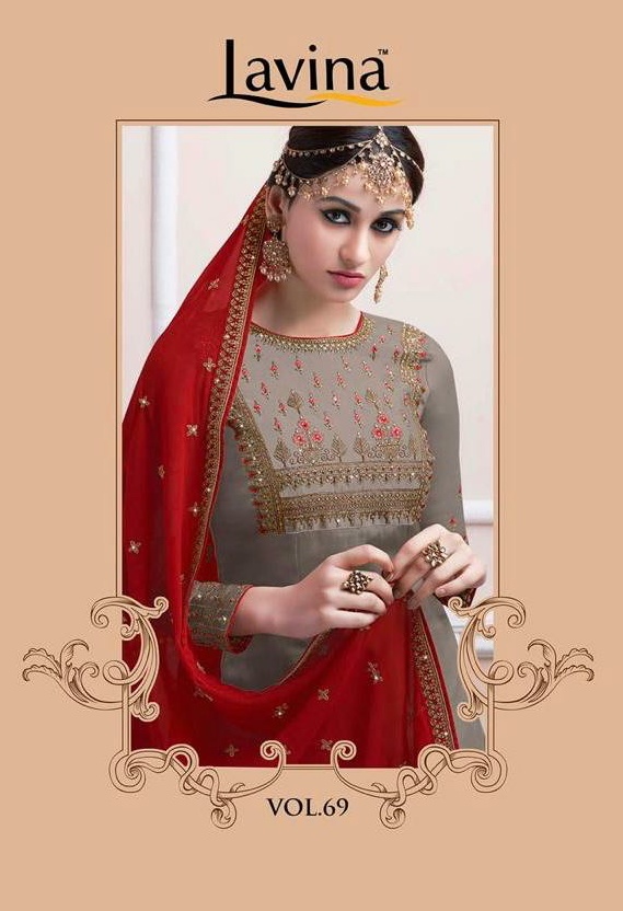 Lavina Vol 69 Georgette Heavy Embroidery Bottom Work Suits Collection Wholesale Rate