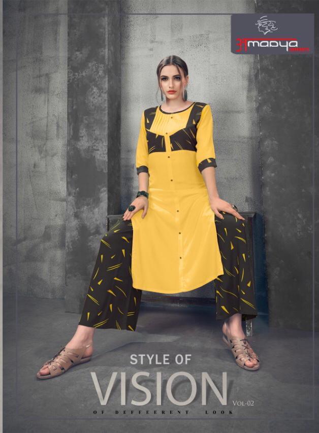 Amaaya Style Of Vision Vol 2 Designer Exclusive Reyon Kurti With Plazzo Concept Wholesale Cheapest Price In Surat Textile