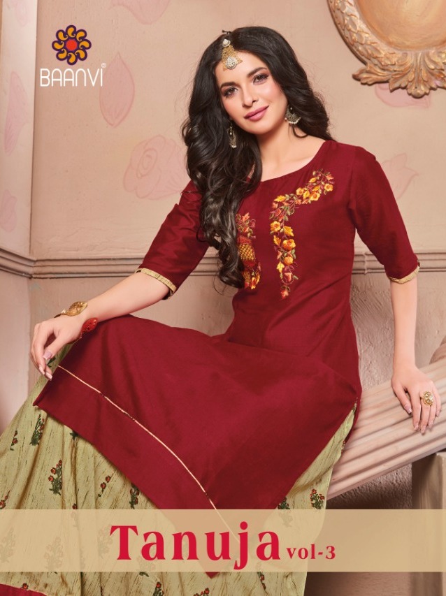 Baanvi Tanuja Vol 3 Catalogue Cotton Flex Embroidery Work Kurtis With Bottom Collection Wholesale Rates From Surat