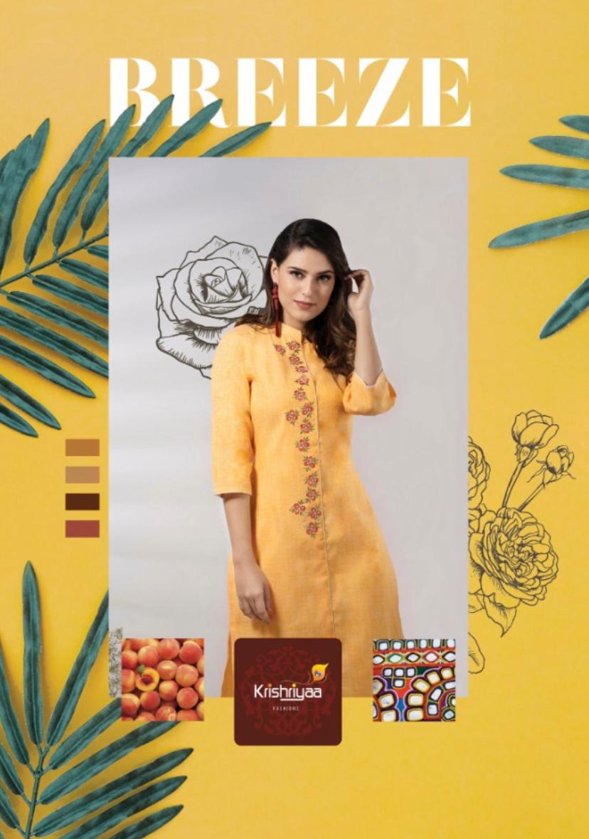 Krishriyaa Breeze Catalogue Cotton Linen Kurtis With Pants Collection Online Wholesale Dealer From Surat