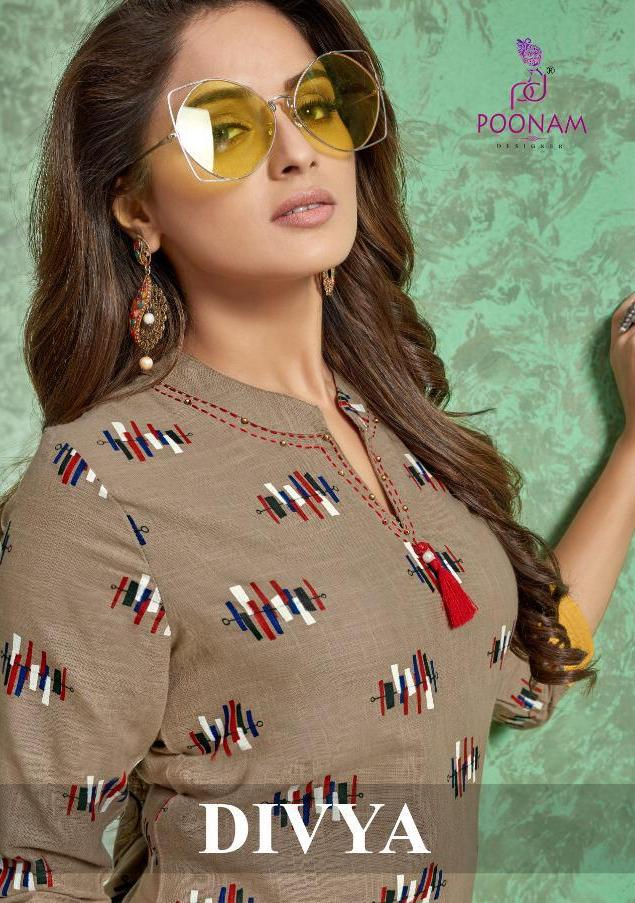 Poonam Designer Divya Catalogue Pure Cotton Printed Kurtis With Plazzo Set Wholesale Collection From Surat