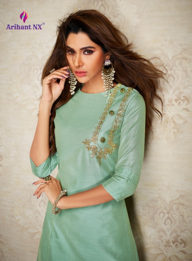 Arihant Nx Nazz Oure Viscose Silk Fancy Designer Kurtis Plazo Pair At Wholesale Rate From Surat Online Market
