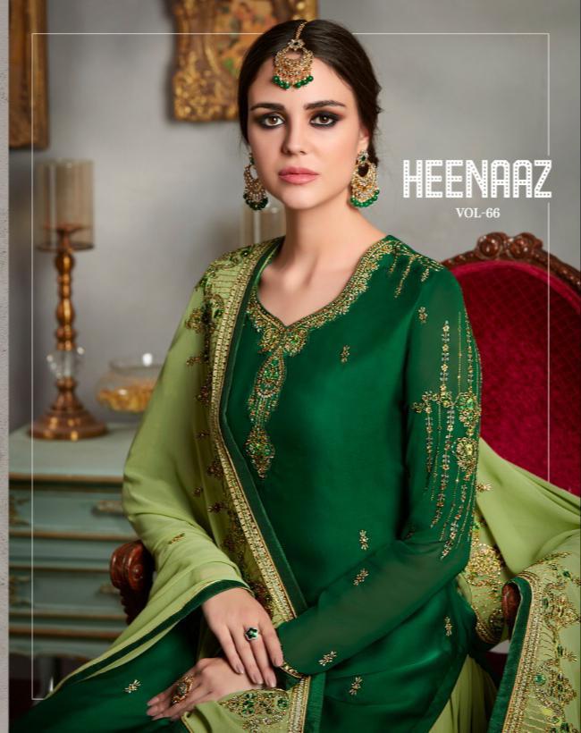 Mf Launch Heenaz Vol 66 Party Wear Georgette Embroidery Work Suits Collection Wholesale Rate Surat