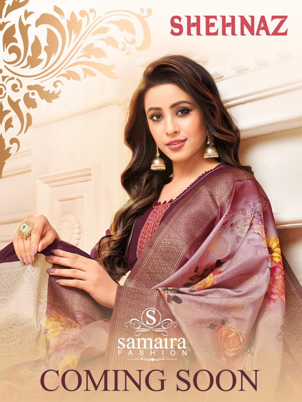 Samaira Fashion Shehnaz 1008-1015 Series Fancy Silk Designer Suits Collection Wholesale Rates Surat