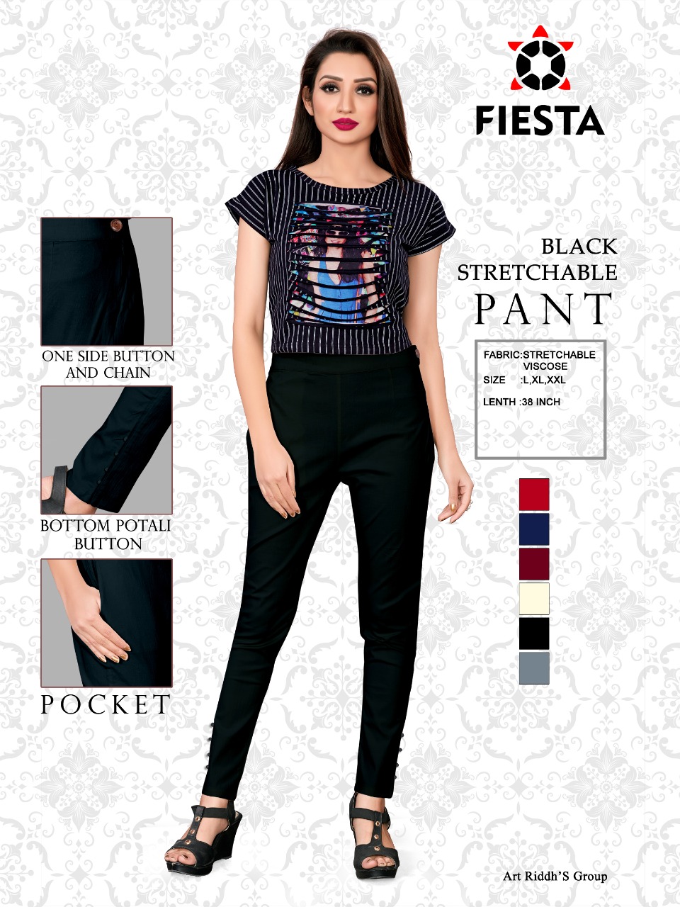 Fiesta Stretchable Viscose Pants Wholesale Online Best Rates Collection
