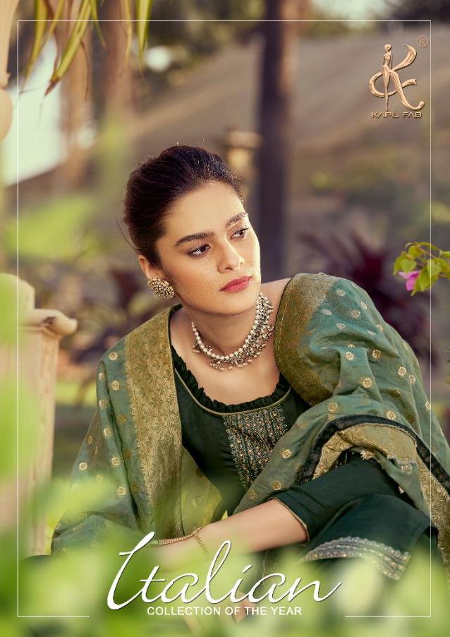 Kapil Fab Present Italian 25001-25006 Series Silk Work Suits Collection Wholesale Suppliers