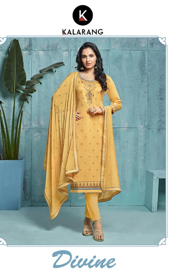 Kessi Fabrics Kalarang Divine 1251-1254 Series Fancy Silk Designer Dress Material Collection Wholesale Surat