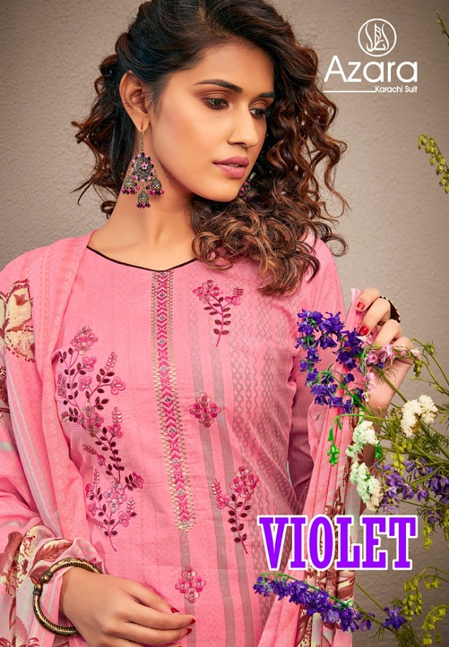 Radhika Azara Violet 3001-3008 Series Cambric Cotton Prints Wholesale Rates Dress Materials Suppliers