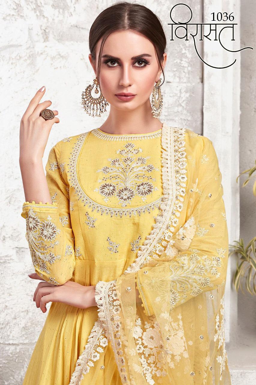 Buy Online Virasat Vol-8 1033-1036 Series Party Wear Long Gown Collection Wholesale Price