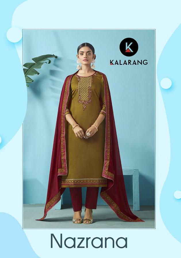 Nazrana By Kalarang Fancy Cotton Silk Designer Suits Collection Wholesale Rates Surat