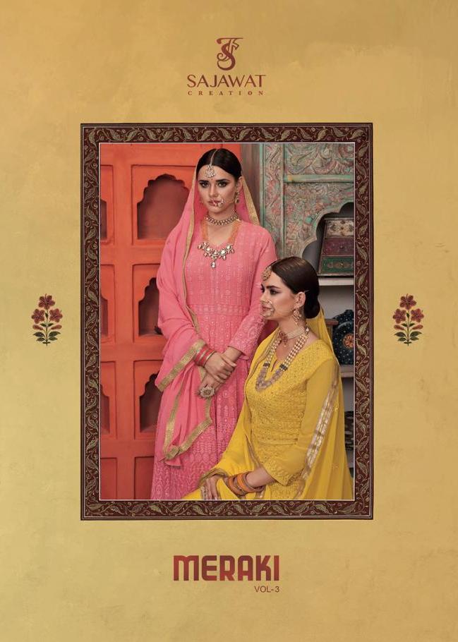 Sajawat Meraki Vol-3 Exclusive Designer Georgette Salwar Suits Collection Wholesale Surat