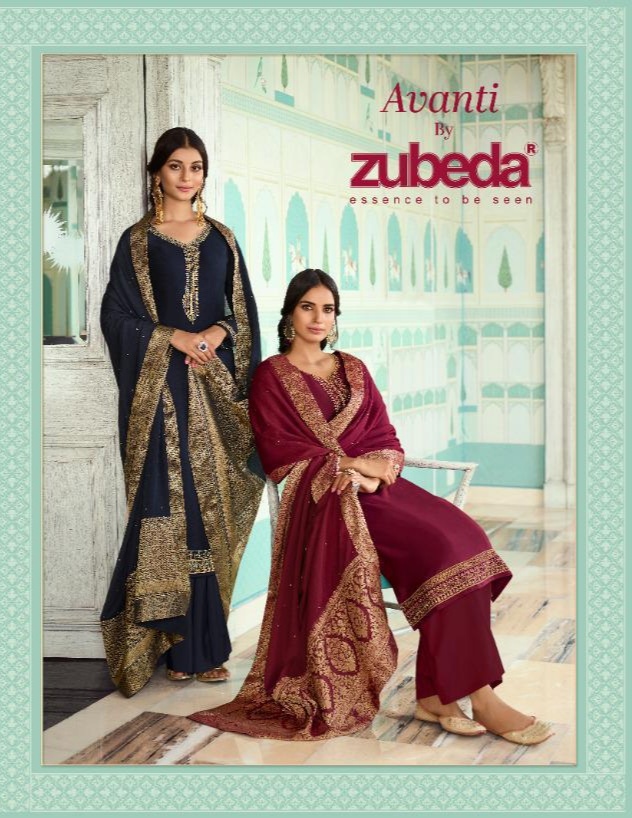 Zubeda Launch Avanti Catalogue Fancy Jequard Work Suits Collection Wholesale Surat