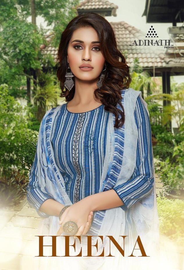 Heena By Adinath Prints Heavy Cotton Work Dress Materials Collection Wholesale Rates Surat