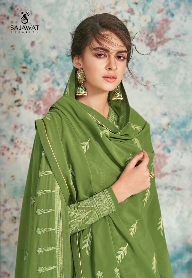 Sajawat Meraki Vol 5 Designer Faux Georgette Lakhnavi Work Gorgeous Gown Collection Wholesale Rate Surat