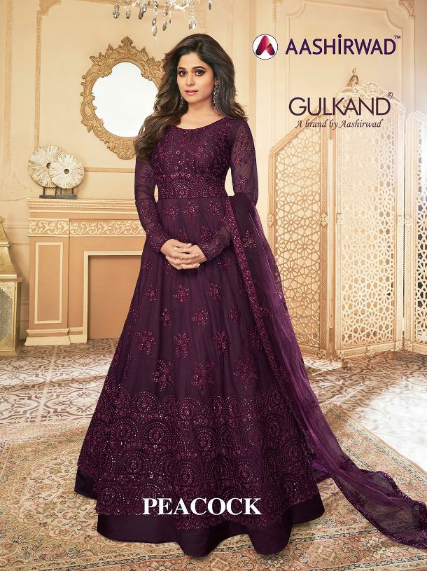 Aashirwad Peacock 7172-7177 Series Anarkali Party Wear Look Suits Collection Wholesale Price In Surat