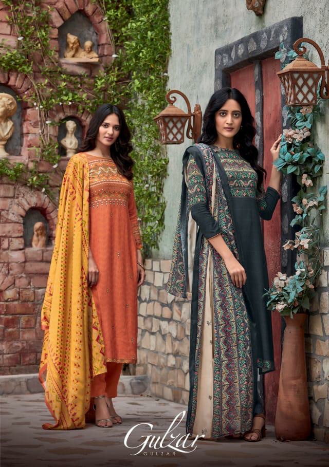 T&m Gulzar Pashmina Mirror Work Fancy Look Suits Collection Wholesale Price In Surat