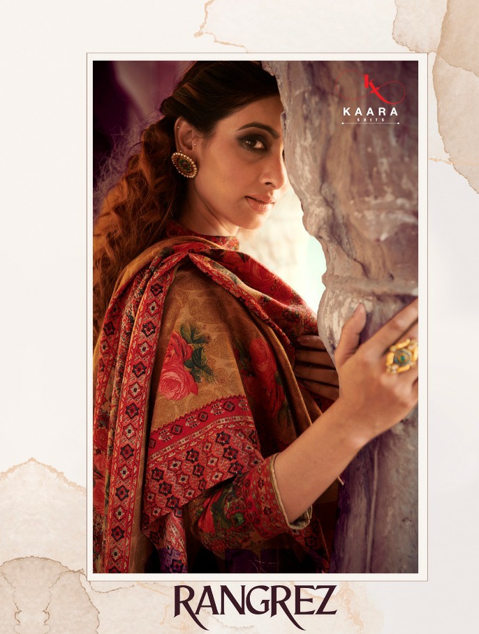 Kaara Suits Rangrez Pure Pashmina Printed Bemberg Chiffon Dupatta Set Wholesaler Suits In Surat