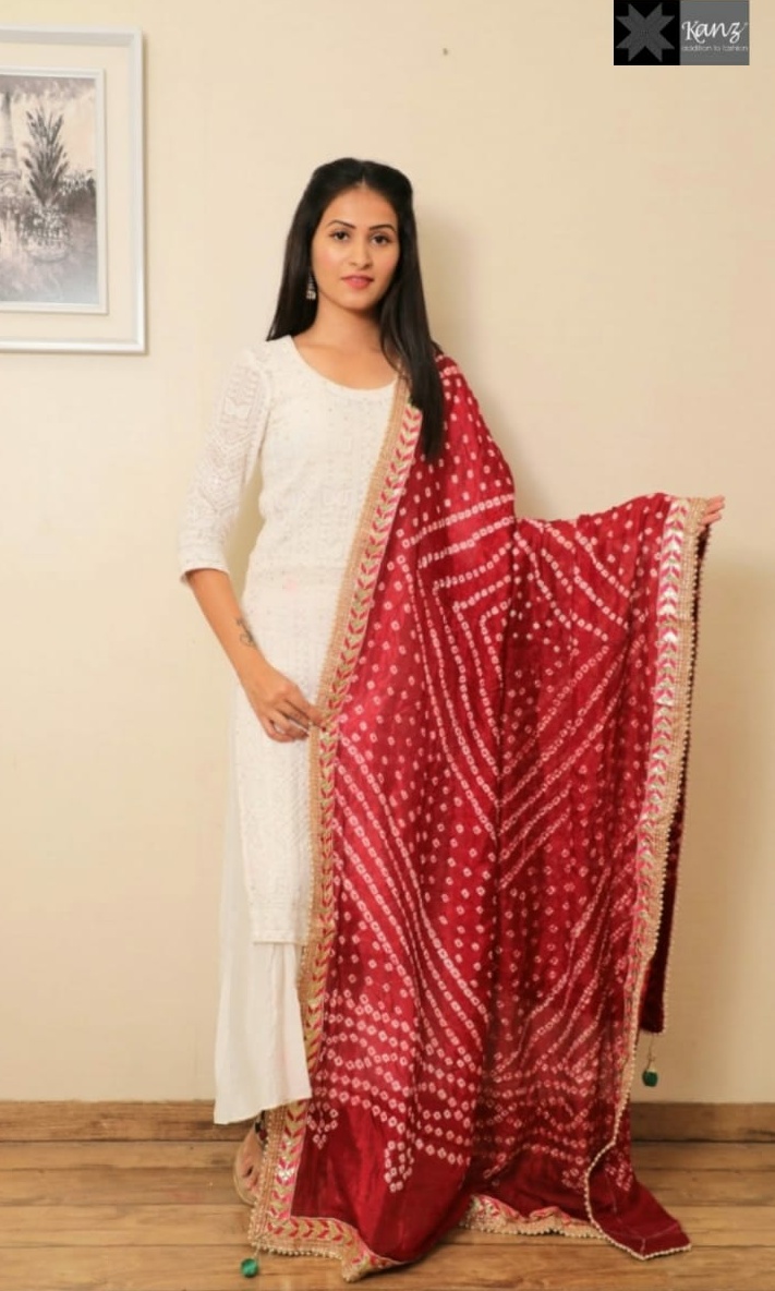 Kanz Scarf Bandhej Dupatta Vol 2 Tafeta Silk Designer Dupatta Collection Wholesale Price In Surat