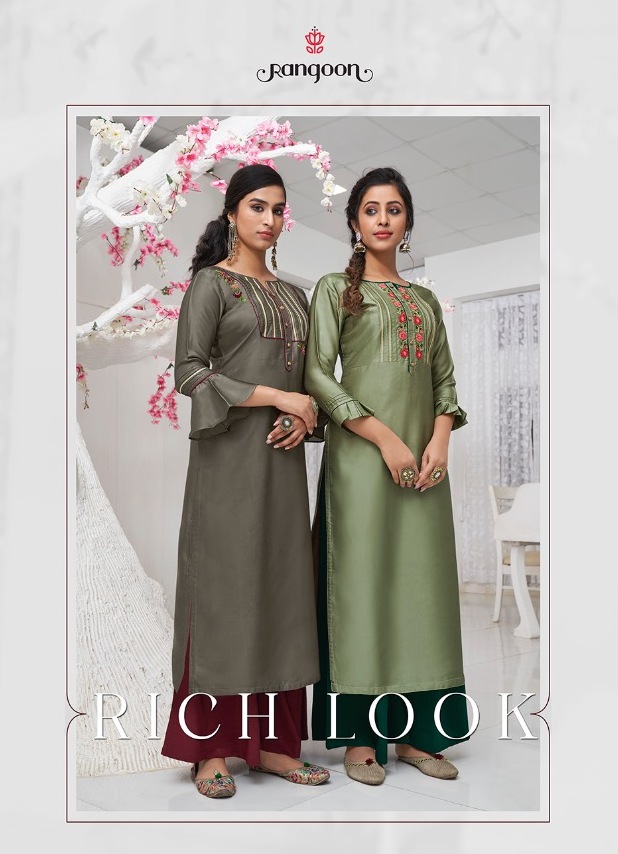 Rangoon Richlook Fancy Silk Kurtis Plazo Set Buy Online Mega Wholesale Price In Surat