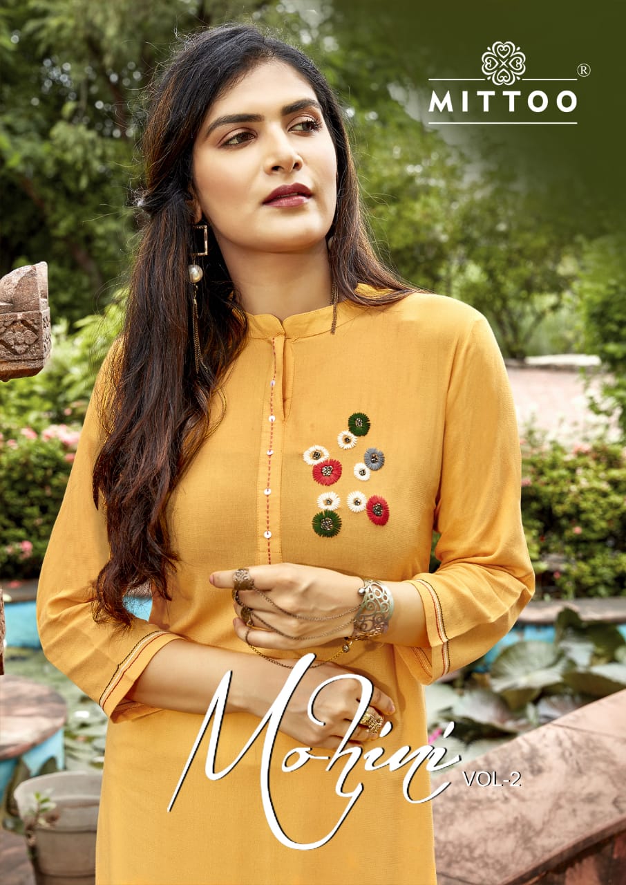 Mittoo Mohini Vol 2 Rayon Fancy Kurtis With Pant Set Online Price In Surat