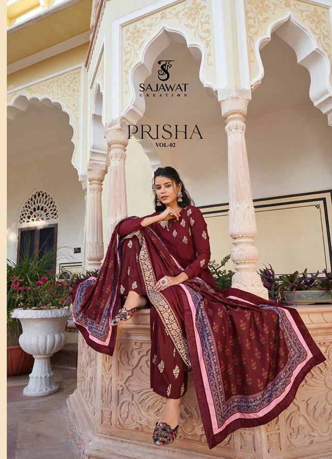 Sajawat Prisha Vol 2 Muslin Silk Designer Party Wear Salwar Kameez Wholesale Price