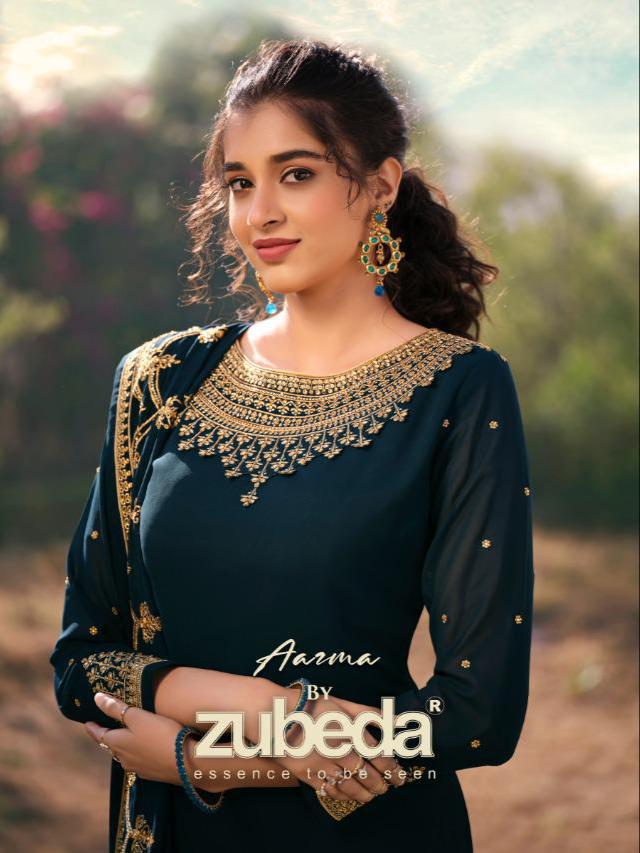 Zubeda Aazma Georgette Fancy Embroidery Work Party Wear Salwar Kameez Wholesaler In Surat