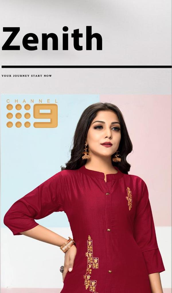 Channel 9 Zenith Super Chinon Silk With Embroidered Kurtis With Pant Combo Set Wholesale Price