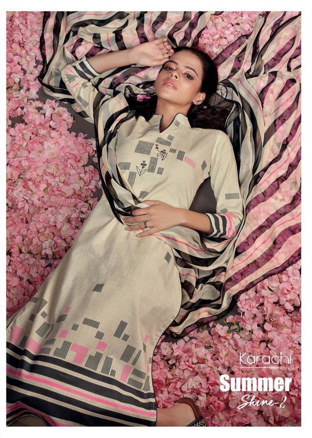 Karachi Prints Summer Shine Vol 2 001-008 Series Pure Lawn Cotton Printed Summer Wear Suits Collection Wholesale Price