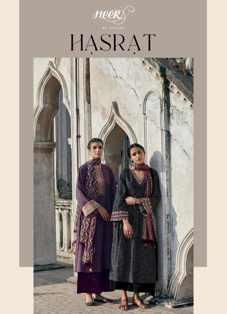 Kimora Hasrat 8461-8468 Series Finest Cotton Satin Embroidery Work Designer Salwar Suits Collection Wholesale Price
