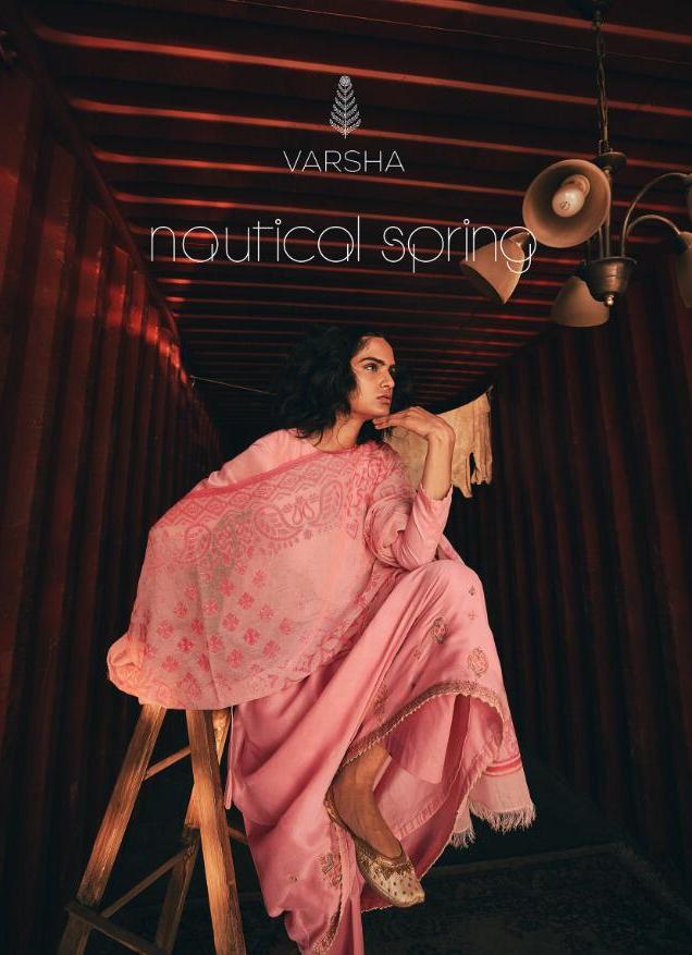 Varsha Fashion Nautical Spring 21-26 Series Mullberry Silk With Embroidered Beautiful Look Salwar Suits Collection Wholesale Price