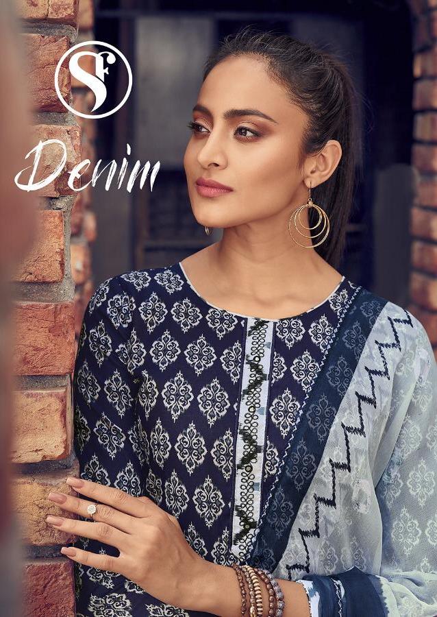 Sweety Fashion Denim Catalog Cambric Cotton Designer Look Salwar Suits Collection Wholesale Price